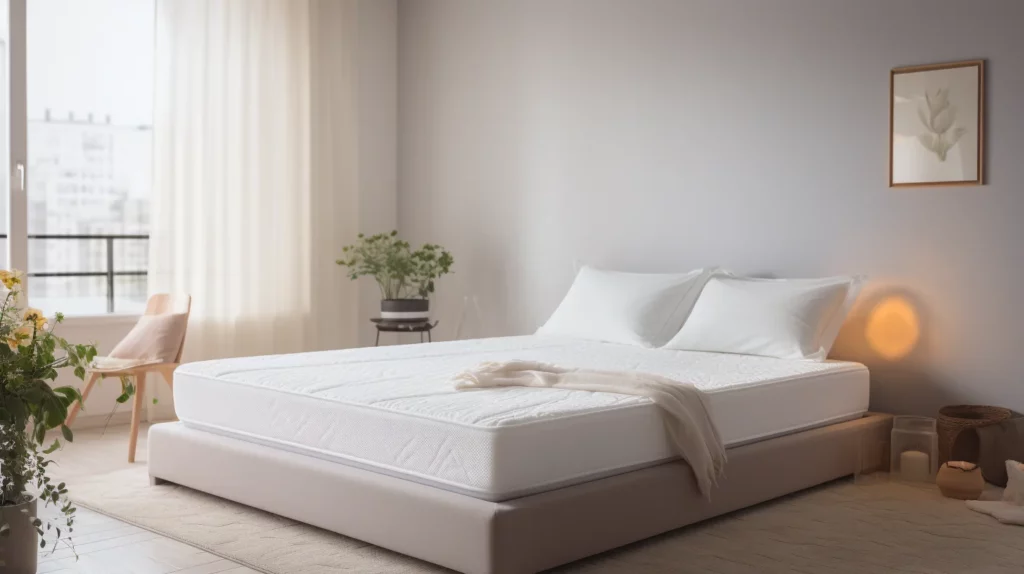 strak opgemaakt bed met matras goed zichtbaar