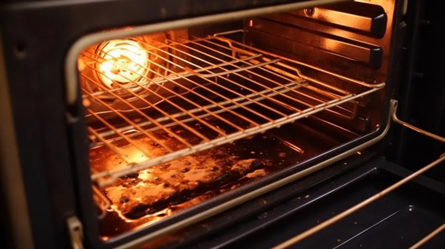 Binnenkant van een oven, niet schoon